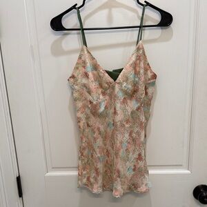 Patterned y2k Women's Top with Green Straps